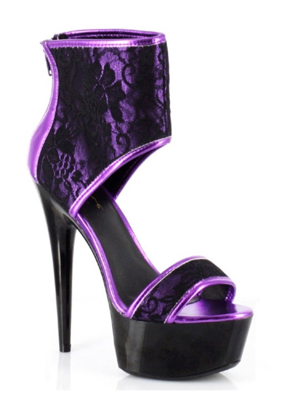 Ellie Ellie 609 Amanda 6" Heel Women's Heels Platform Sandal 2 Layer Lace, Sz 6